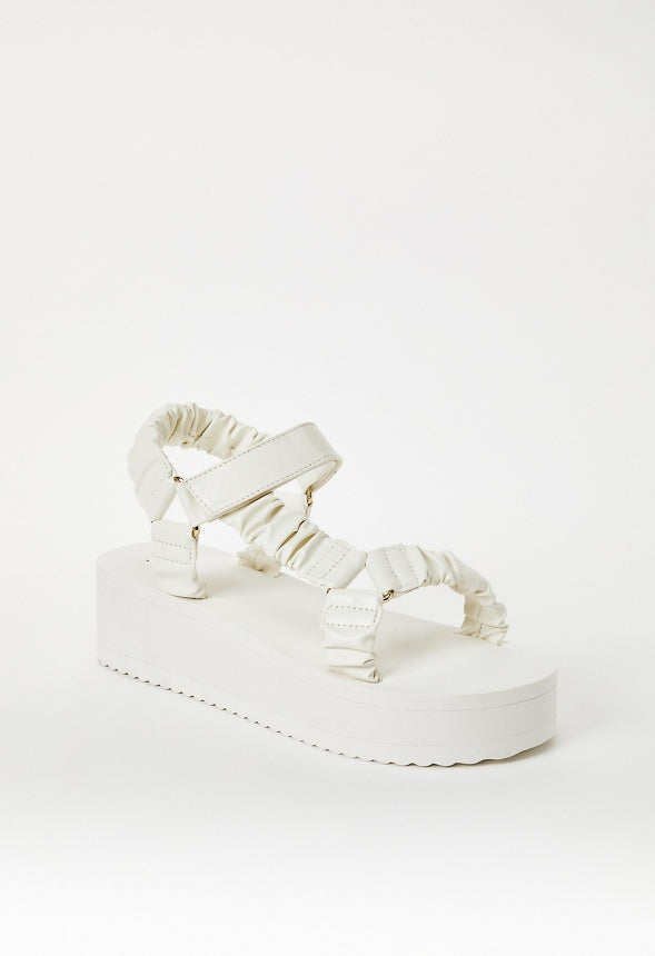 TANEISA RUCHED STRAP WEDGE White
