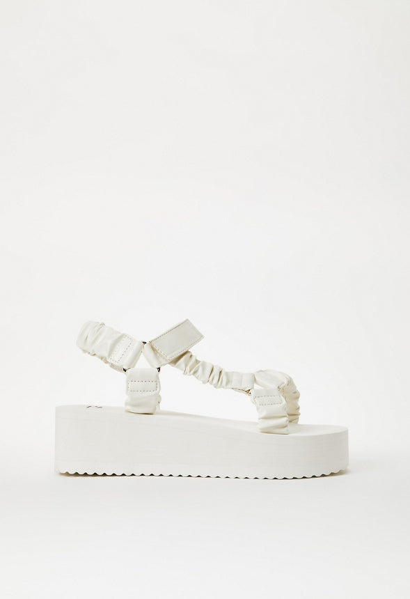 TANEISA RUCHED STRAP WEDGE White