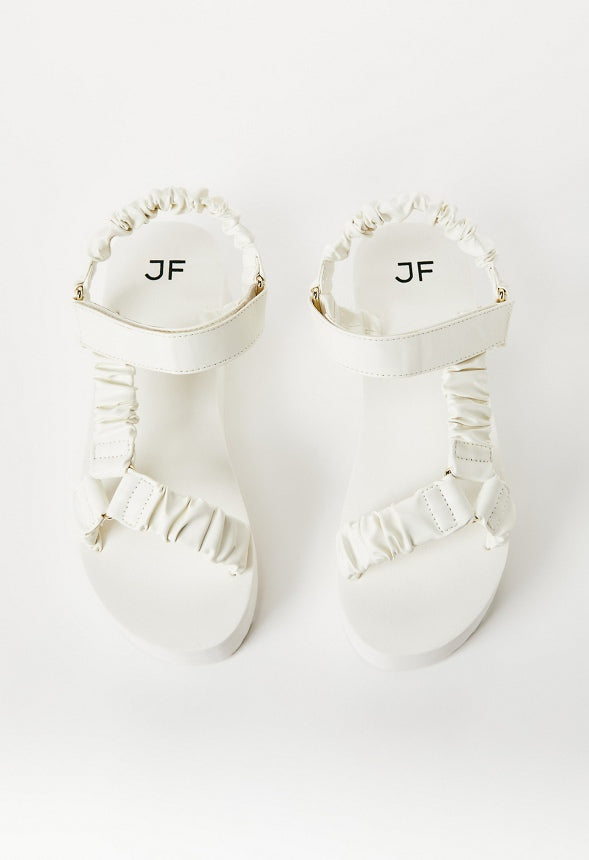 TANEISA RUCHED STRAP WEDGE White