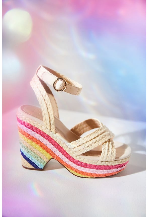 Mia Wedge Sandal Natural/Rainbow Multi