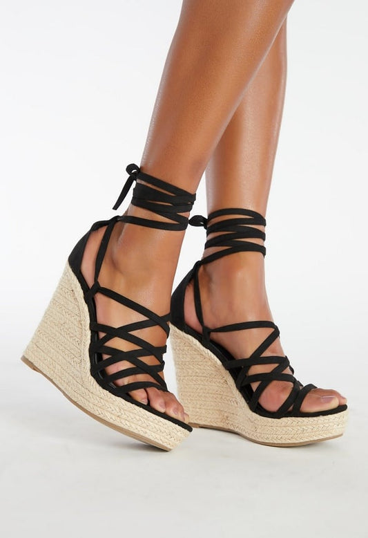 MIREIA WEDGE SANDAL Black Caviar