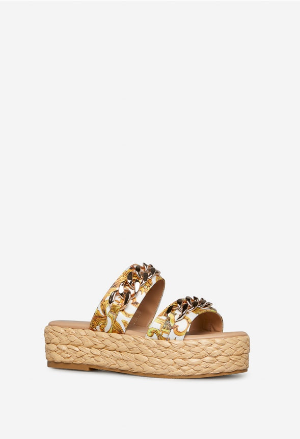 DOLA PLATFORM SANDAL Miami Print White