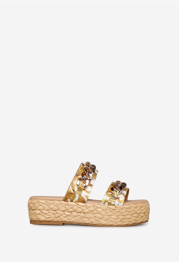 DOLA PLATFORM SANDAL Miami Print White