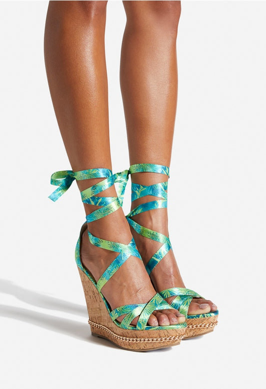 NOX WEDGE SANDAL Palm Print