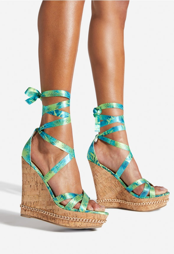 NOX WEDGE SANDAL Palm Print