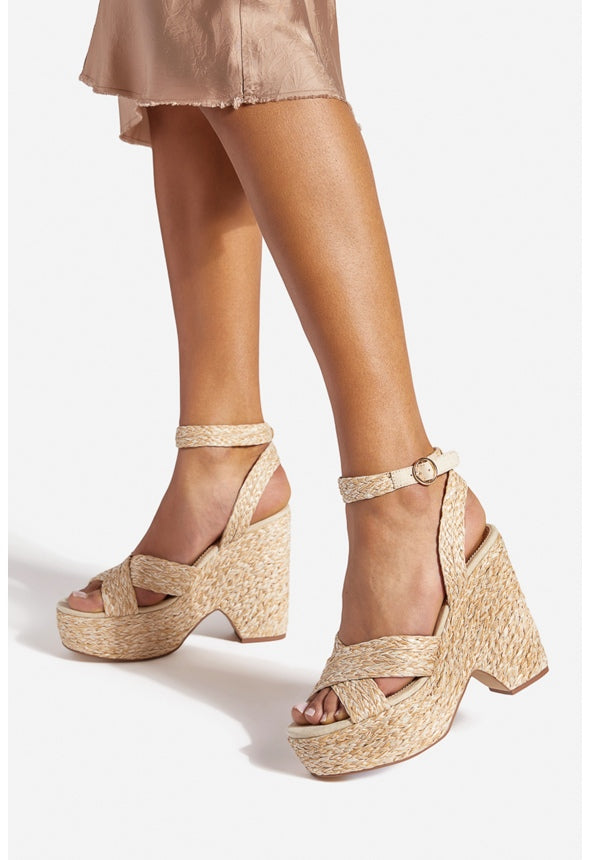 MIA WEDGE SANDAL Natural Rafia