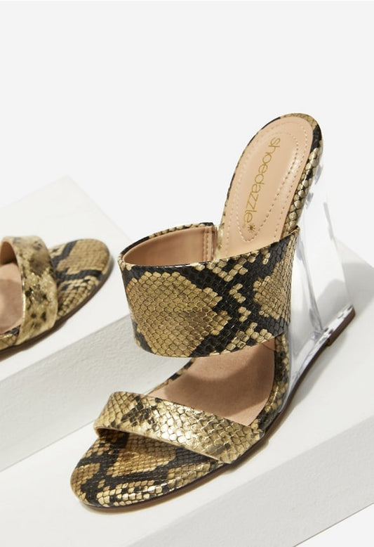 SHIRESH WEDGE SANDAL Gold Flek Snake