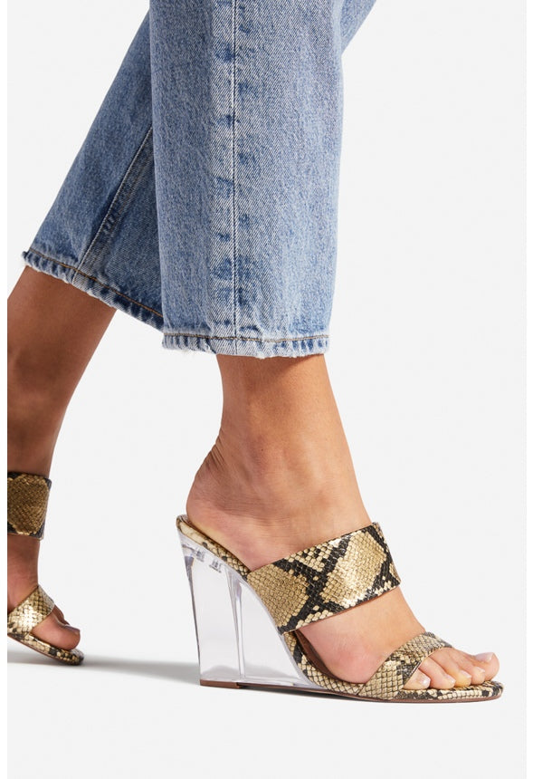 SHIRESH WEDGE SANDAL Gold Flek Snake