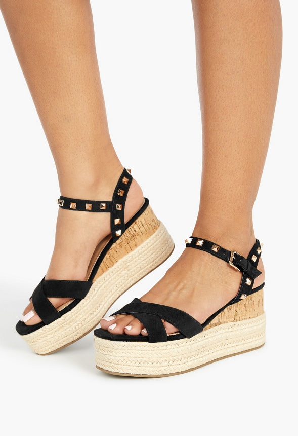 ALFINA FLATFORM WEDGE SANDAL Black