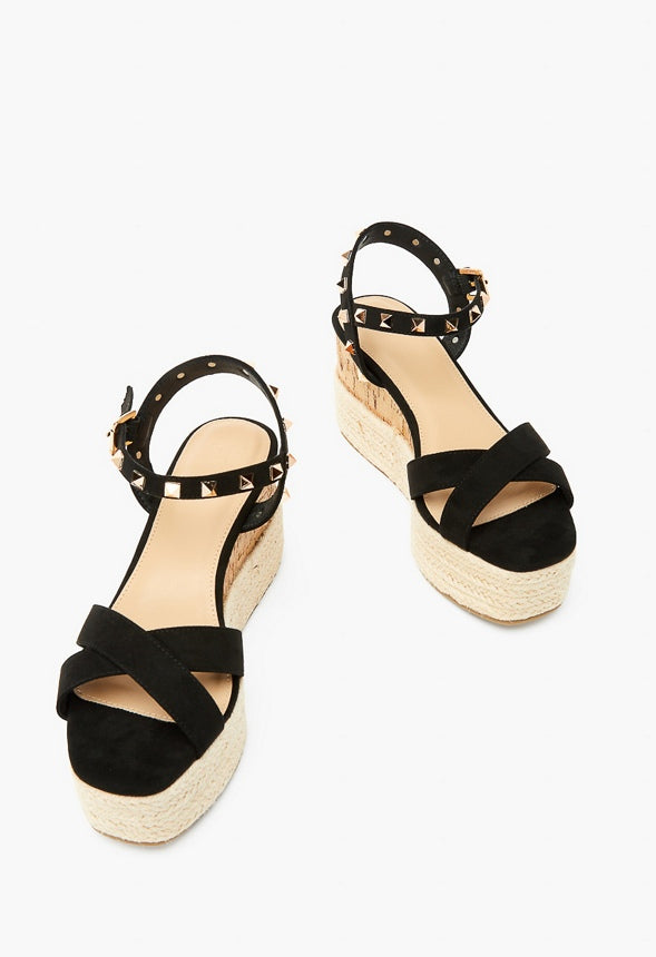 ALFINA FLATFORM WEDGE SANDAL Black