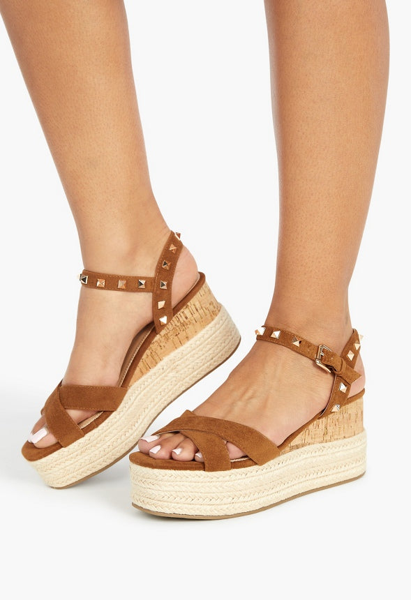 ALFINA FLATFORM WEDGE SANDAL Brown