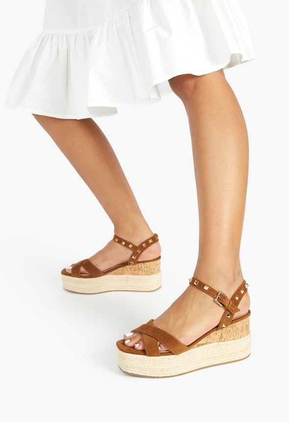 ALFINA FLATFORM WEDGE SANDAL Brown