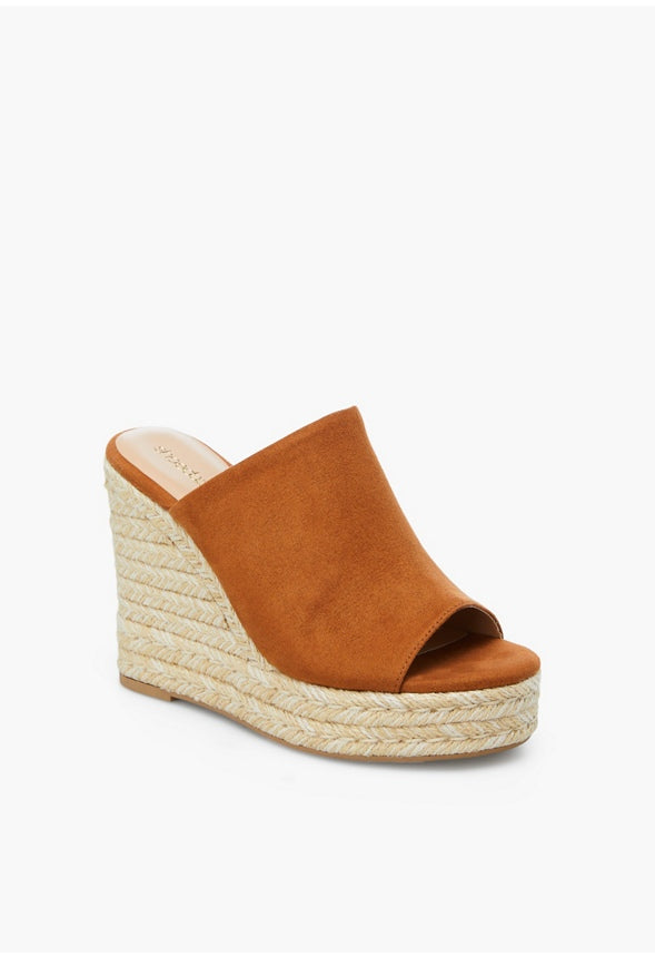 Anaya Mule Wedge Espadrille Sandal Brown