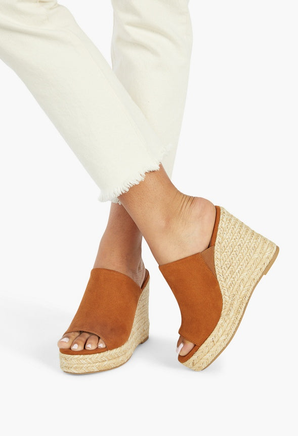Anaya Mule Wedge Espadrille Sandal Brown