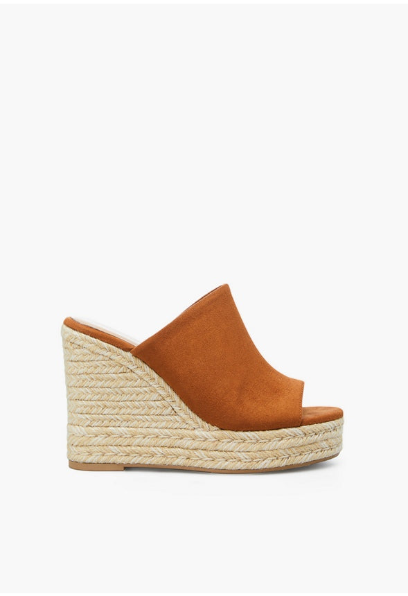 Anaya Mule Wedge Espadrille Sandal Brown