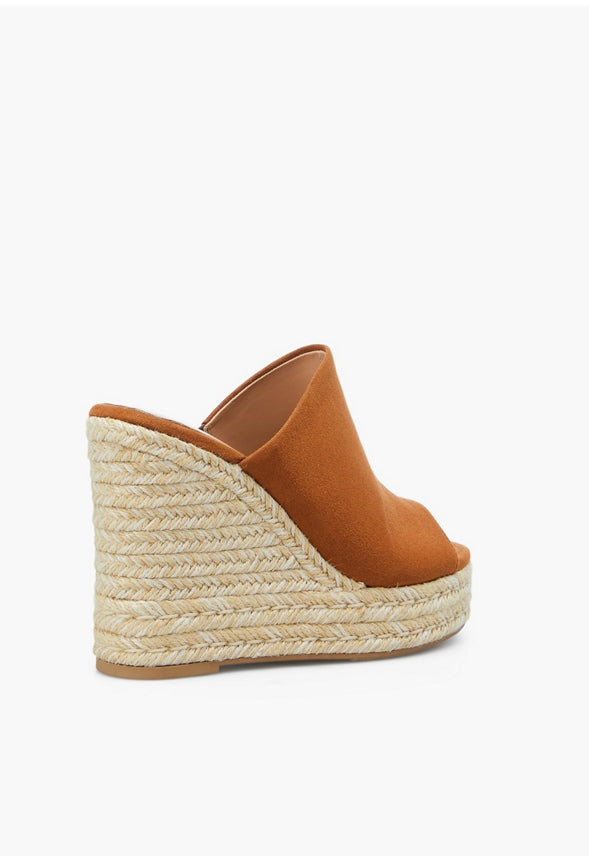 Anaya Mule Wedge Espadrille Sandal Brown