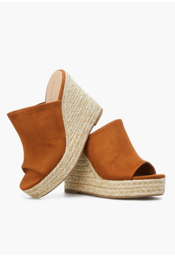 Anaya Mule Wedge Espadrille Sandal Brown