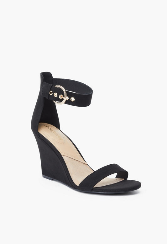 BONNIE BUCKLE WEDGE SANDAL Black