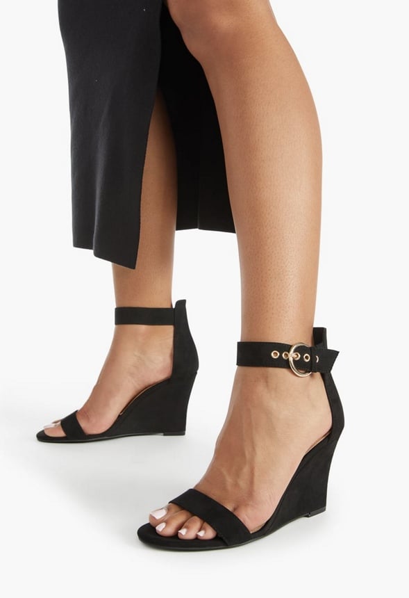 BONNIE BUCKLE WEDGE SANDAL Black