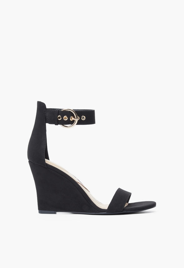 BONNIE BUCKLE WEDGE SANDAL Black