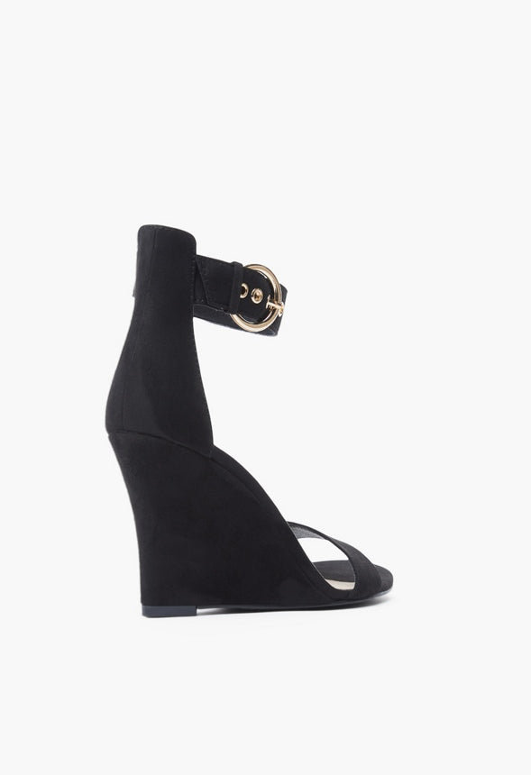 BONNIE BUCKLE WEDGE SANDAL Black