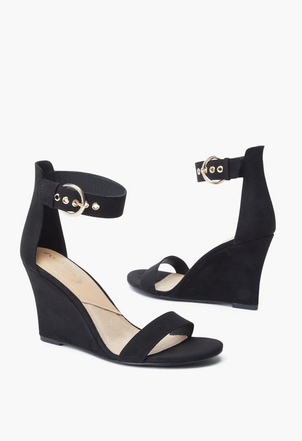 BONNIE BUCKLE WEDGE SANDAL Black
