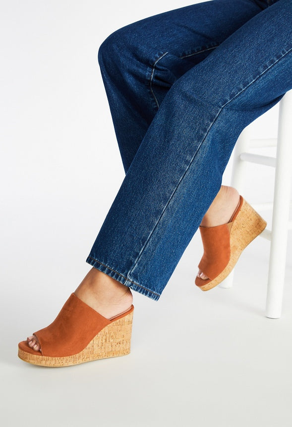 Anaya Mule Espadrille Wedge Sandal Camel/ Natural Cork