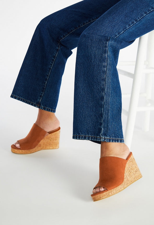 Anaya Mule Espadrille Wedge Sandal Camel/ Natural Cork