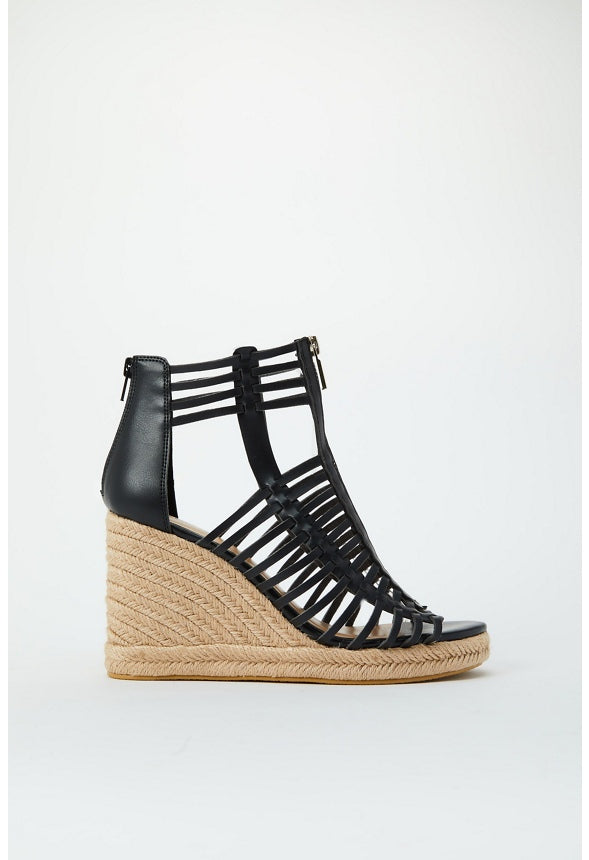 ELISA ESPADRILLE WEDGE SANDAL Black Caviar