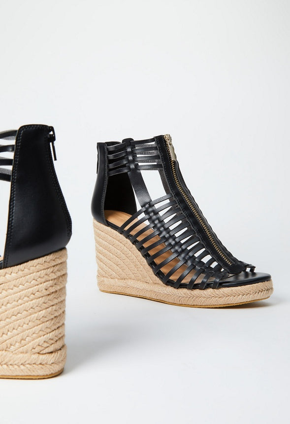 ELISA ESPADRILLE WEDGE SANDAL Black Caviar