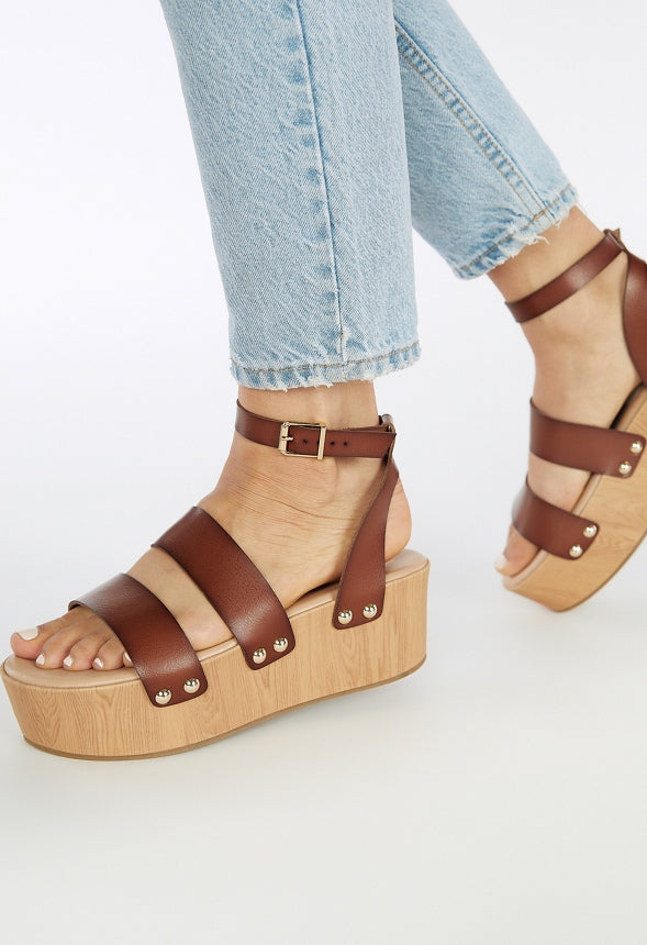Azure Platform Sandal Leather Brown