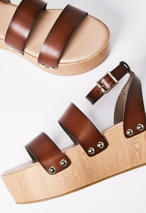 Azure Platform Sandal Leather Brown