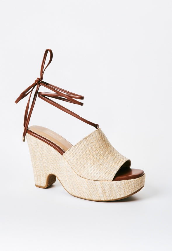 Akari Platform Sandal Natural/Leather Brown