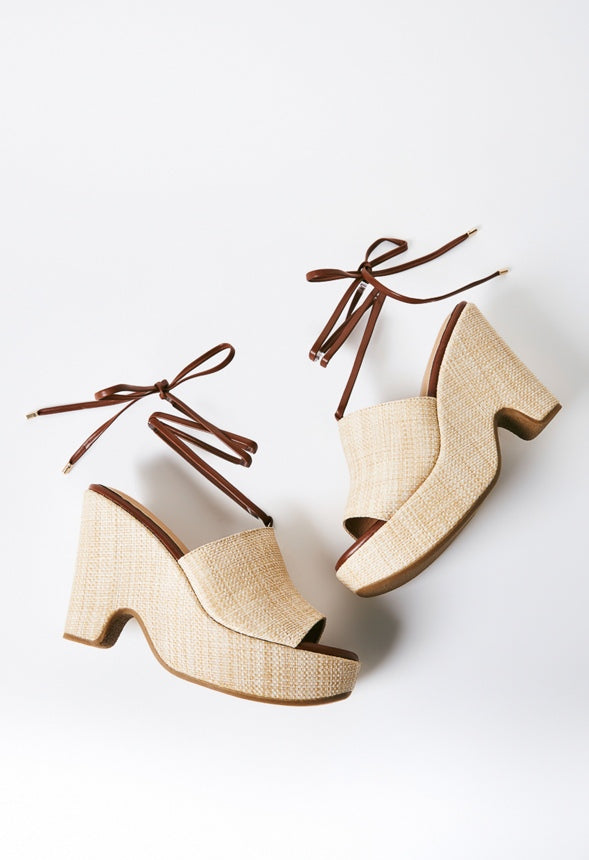 Akari Platform Sandal Natural/Leather Brown