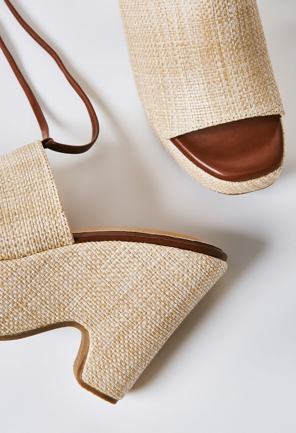 Akari Platform Sandal Natural/Leather Brown
