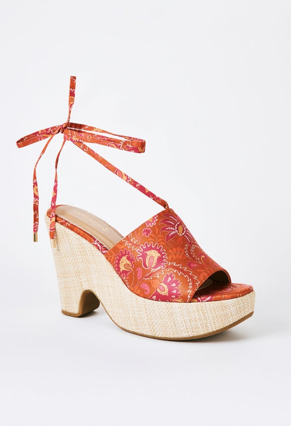 Akari Platform Sandal Paisley Floral Print