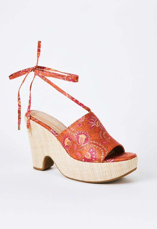 Akari Platform Sandal Paisley Floral Print