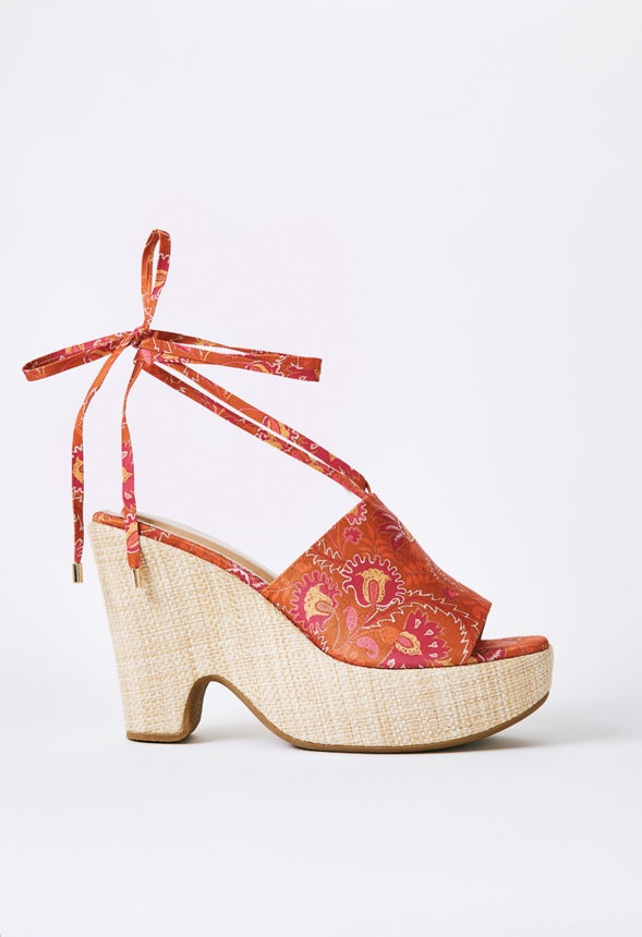 Akari Platform Sandal Paisley Floral Print