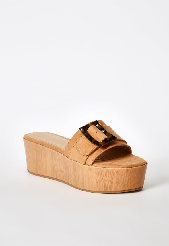 Leonora Platform Slide Sandal Lt Camel