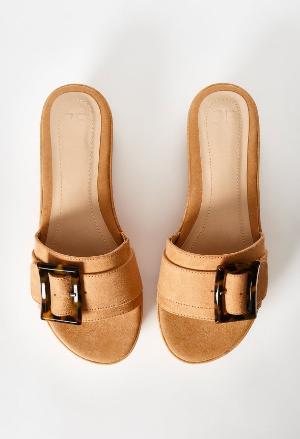Leonora Platform Slide Sandal Lt Camel