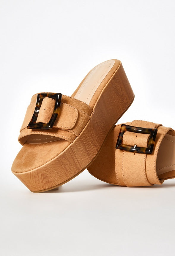 Leonora Platform Slide Sandal Lt Camel