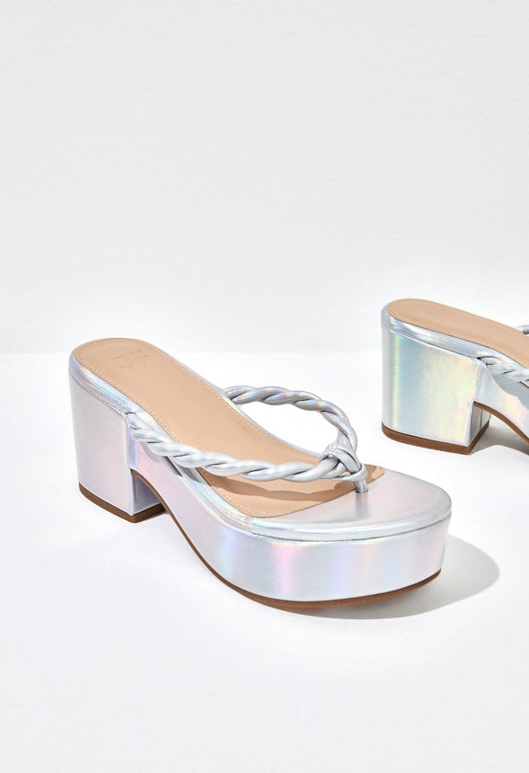 Mirri Platform Sandal White Iridescent