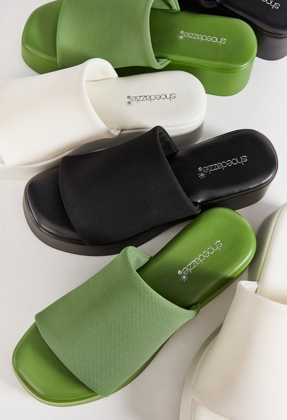 Effie Platform Slide Sandal Piquant Green