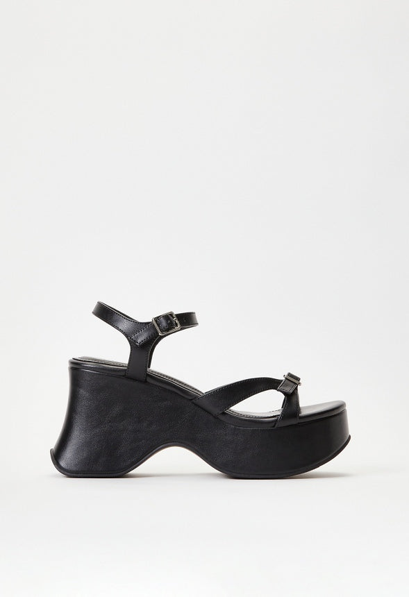 Ninette Platform Wedge Sandal Black