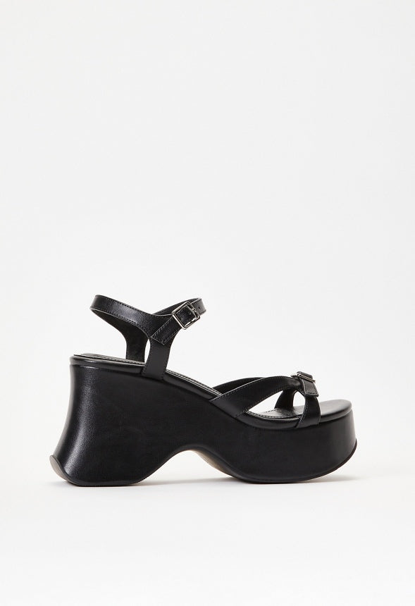 Ninette Platform Wedge Sandal Black