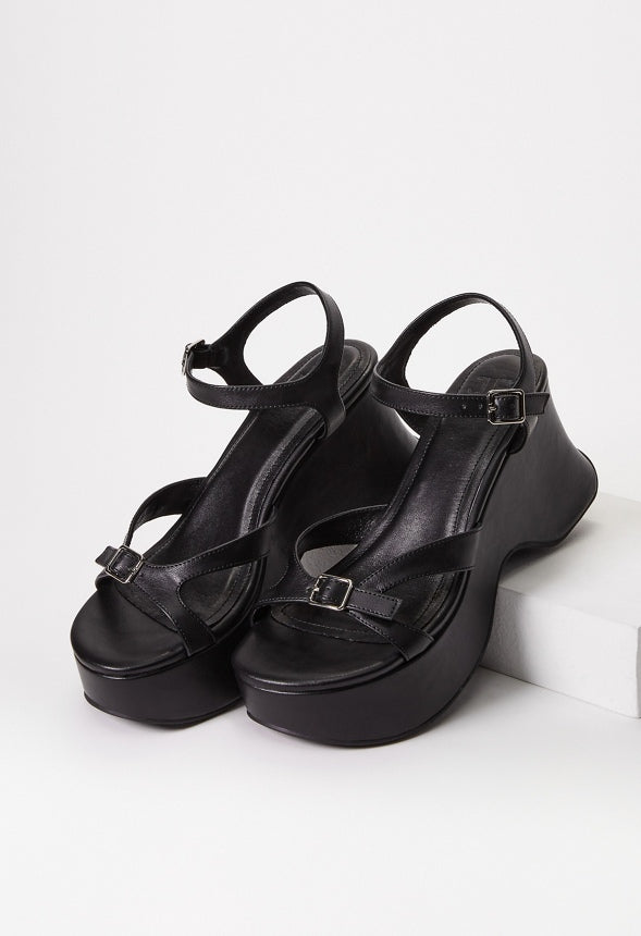 Ninette Platform Wedge Sandal Black
