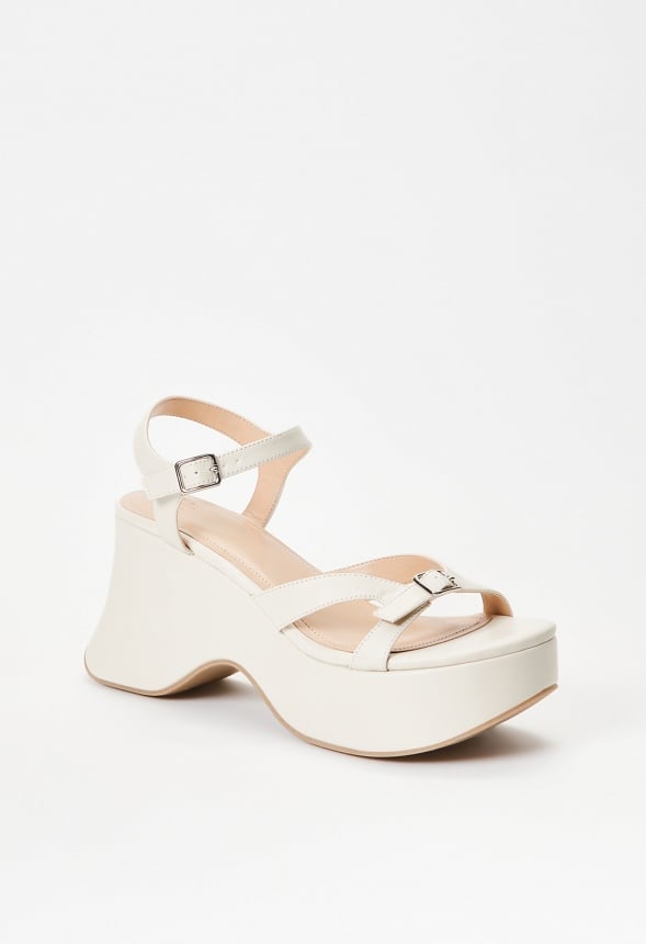 Ninette Platform Wedge Sandal Birch White