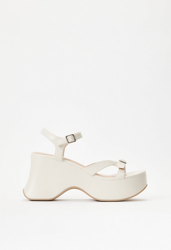 Ninette Platform Wedge Sandal Birch White