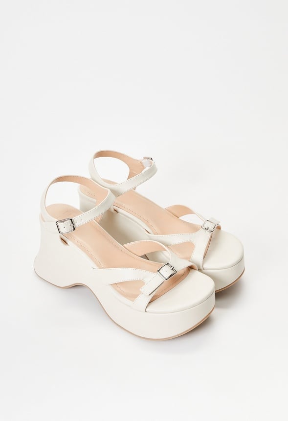Ninette Platform Wedge Sandal Birch White