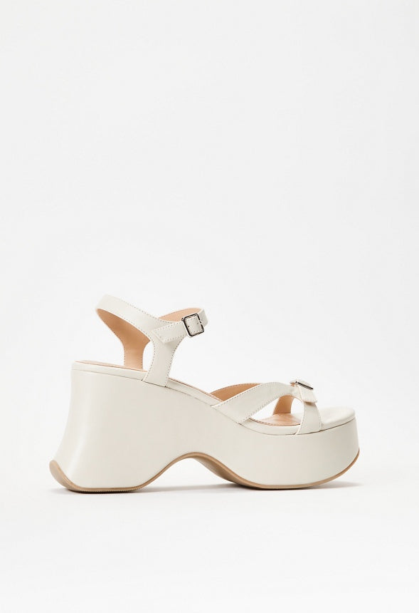 Ninette Platform Wedge Sandal Birch White